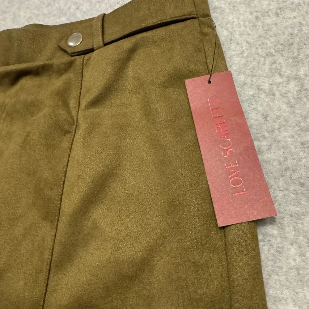 Love Scarlett Faux Suede Pencil Skirt Soft Olive Green Midi Small NWT Fall